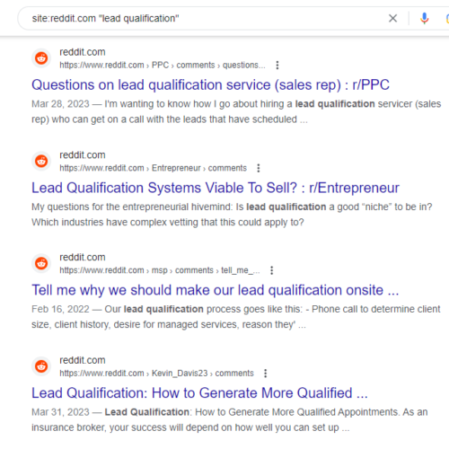 Reddit Google Search