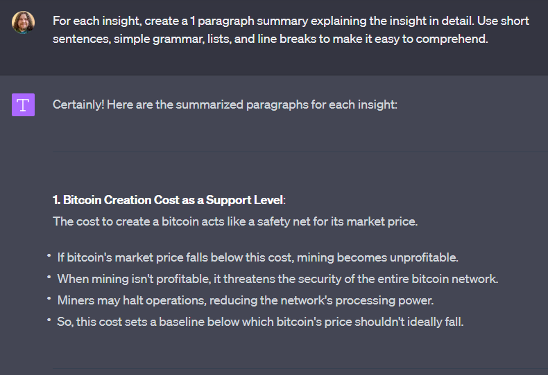 Expand on each insight prompt