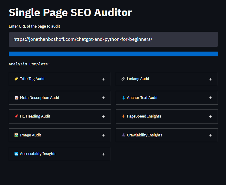 single page seo auditor