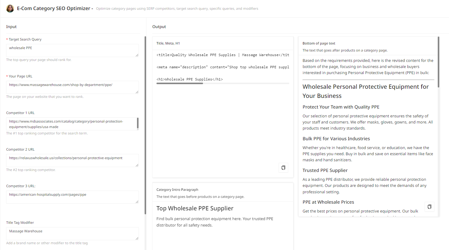 E-Com category page optimizer