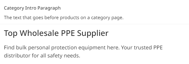 ecom category intro text