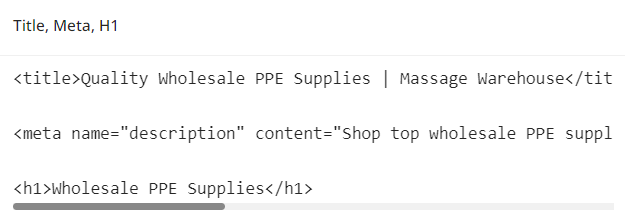 ecom category title meta h1