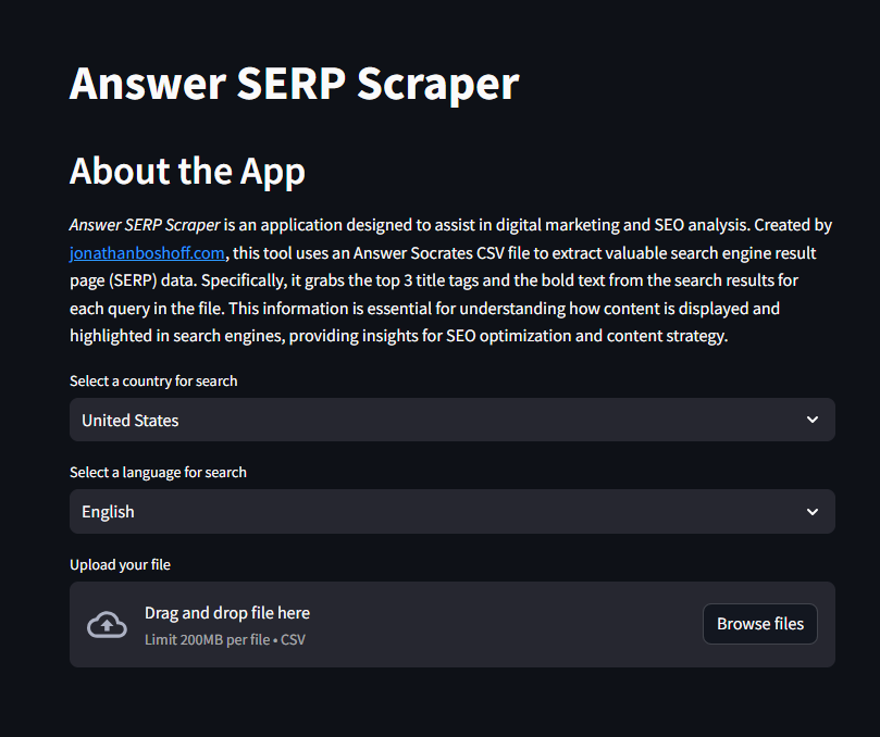I made an app to extract the bold text and top 3 SERP titles