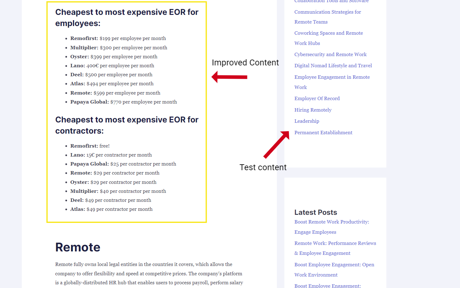 Screenshot showing manually edited AI generated content. It's a slight improvement with more factual content.