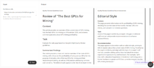 Screenshot of the Quality Review Checker Recommendation App
