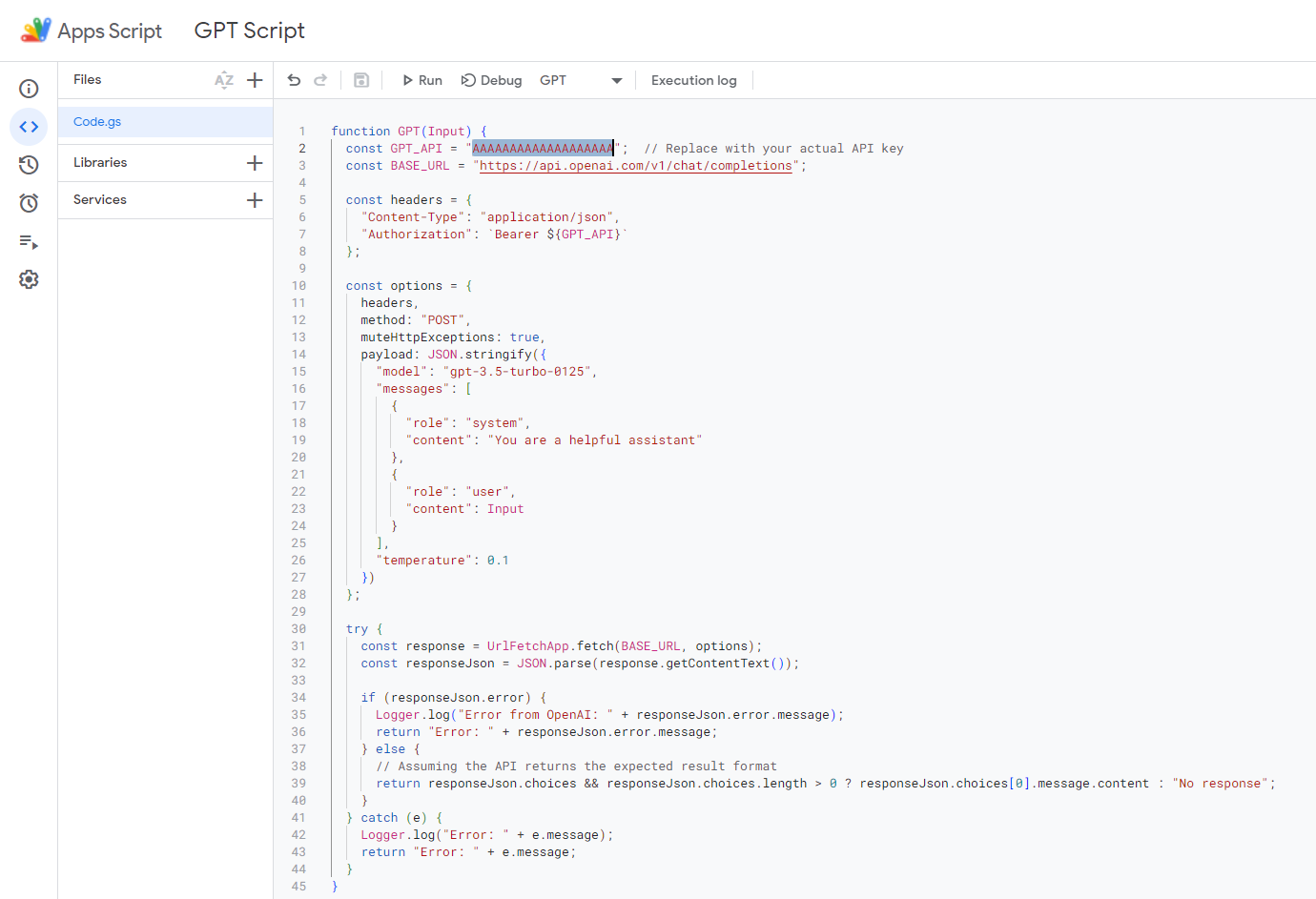 This free script allows you to run OpenAI prompts within Google Sheets
