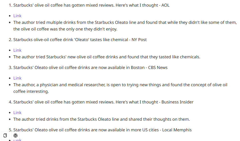 Real account of people who tried the new Starbucks Oleato